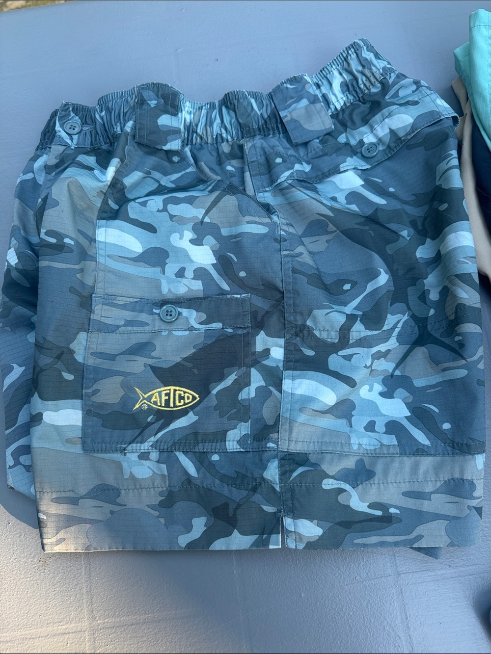 AFTCO Blue Camo Cargo Shorts